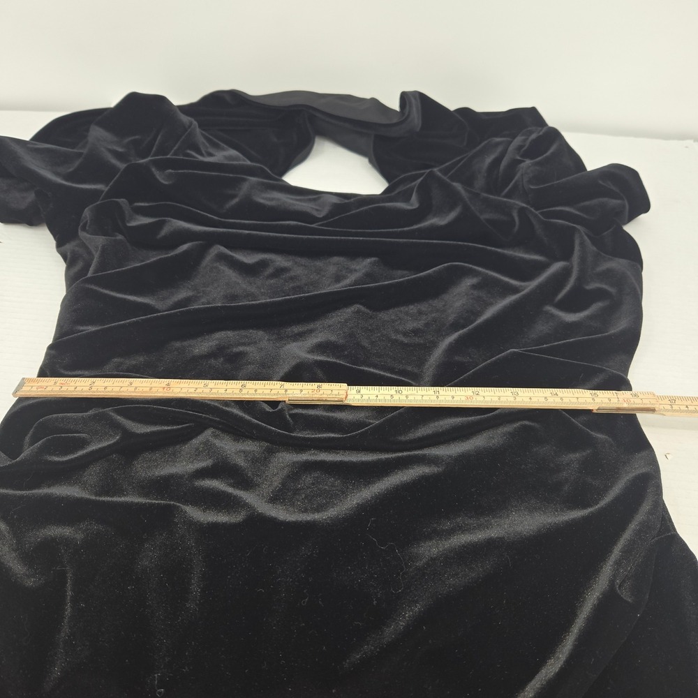 Betsy Adam Velvet Cocktail Dress 16 Black Capelet Evening Gown Dark Romantic - Picture 12 of 16